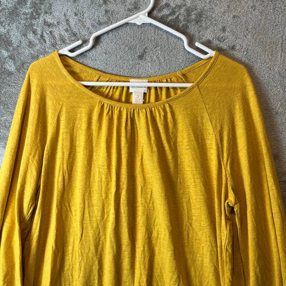 Chicos Women's Shirt Sz 2 Large Bell Sleeve Yellow Linen Blend Pleated New - Picture 7 of 7